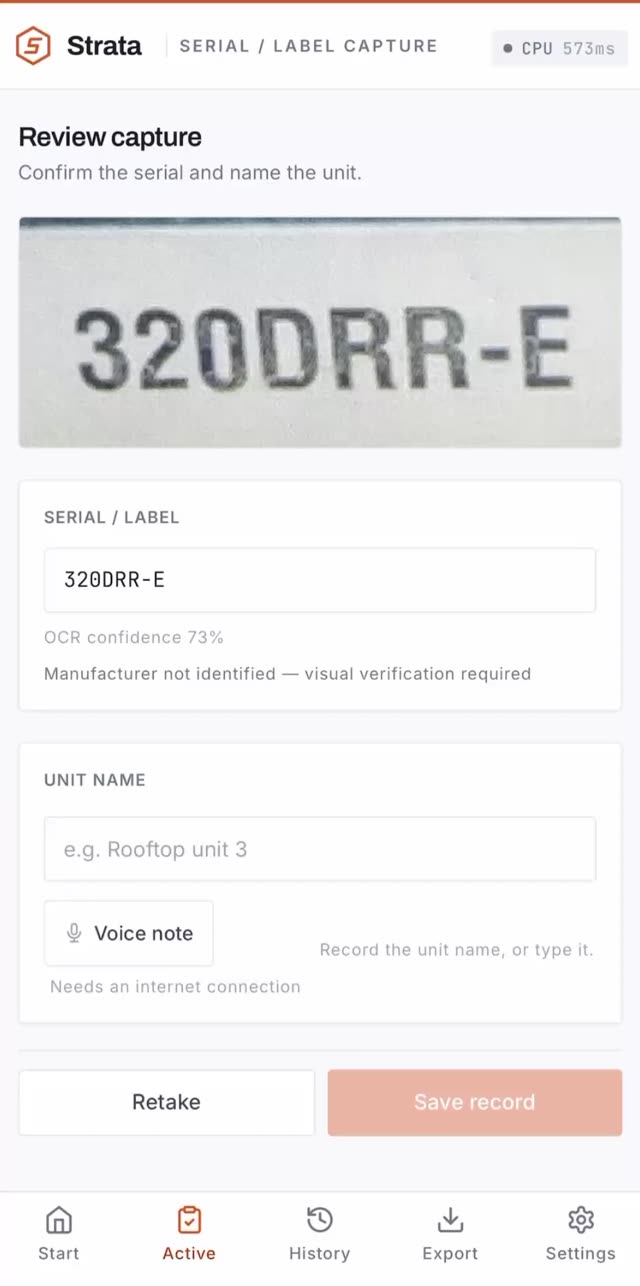Strata reads a serial number from a nameplate photo